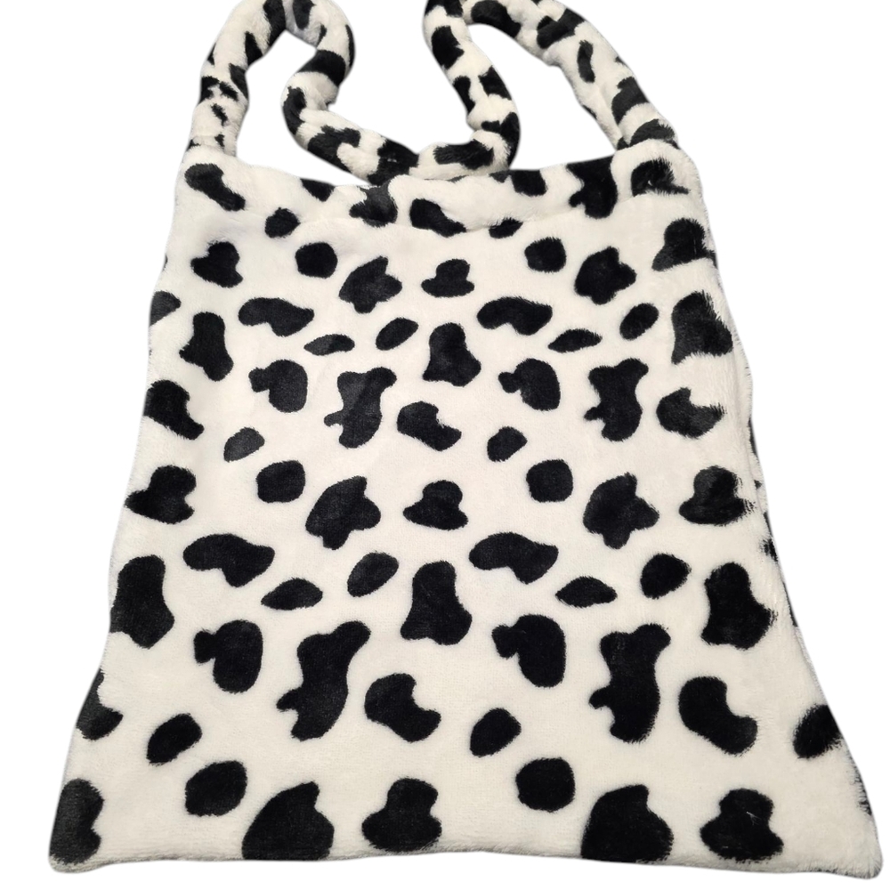 Faux Fur Black & White Spot Shoulder Bag